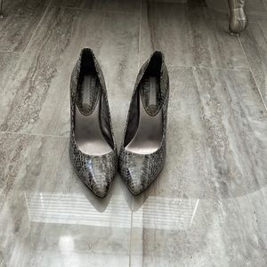 Faux snake skin pumps